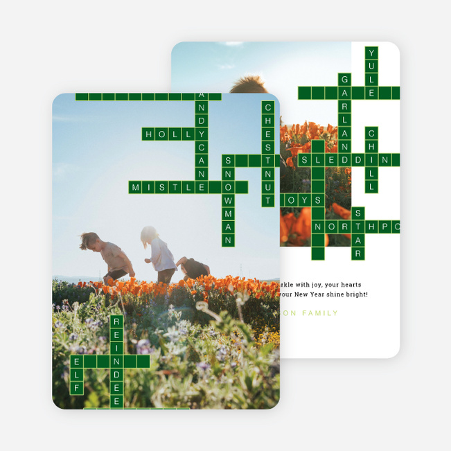Puzzle Grid Holiday Cards and Invitations - Green