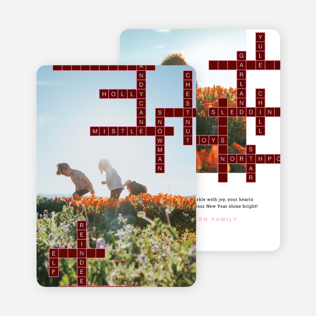 Puzzle Grid Holiday Cards and Invitations - Red