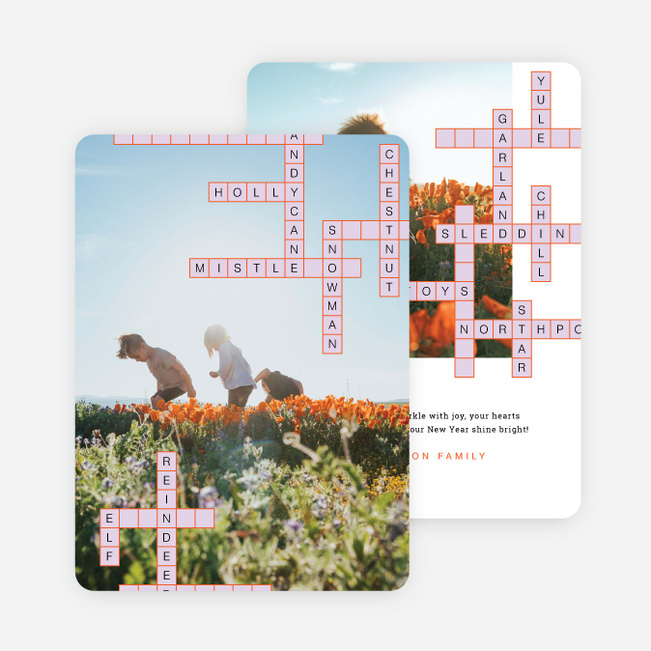 Puzzle Grid Holiday Cards and Invitations - Pink