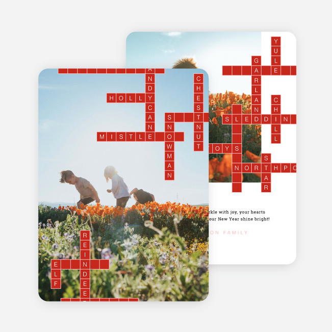 Puzzle Grid Holiday Cards and Invitations - Orange