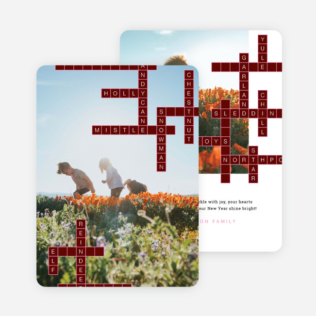 Puzzle Grid Holiday Cards and Invitations - Red
