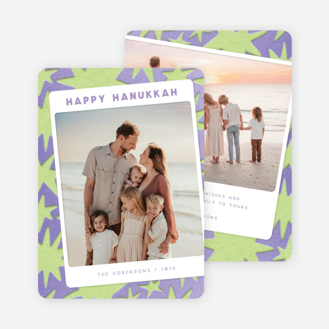 Starry Snapshot Hanukkah Cards - Purple