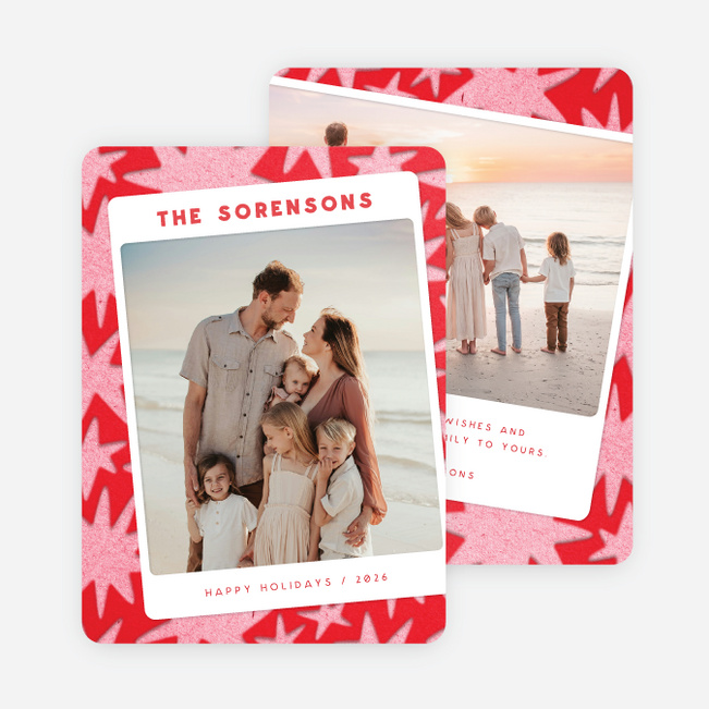 Starry Snapshot Holiday Cards and Invitations - Pink
