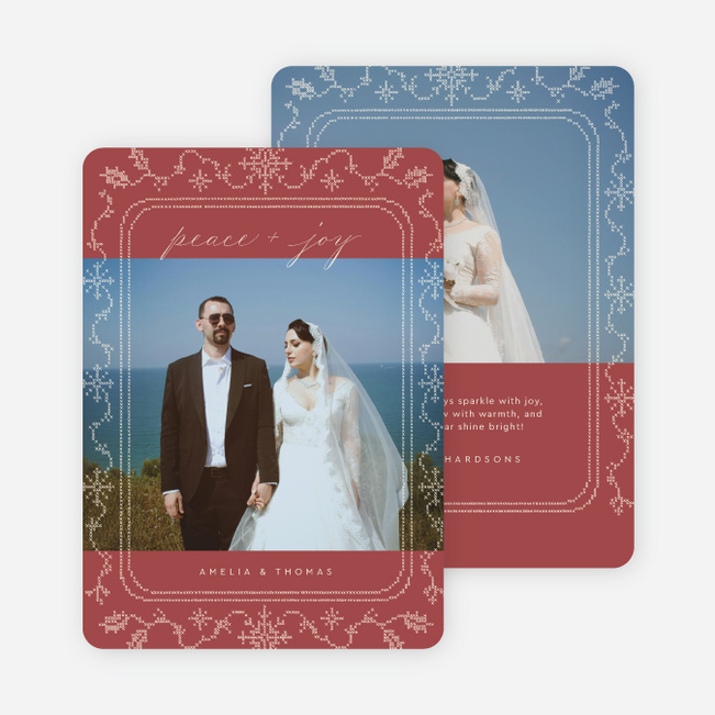 Woven Stitches Holiday Cards and Invitations - Red