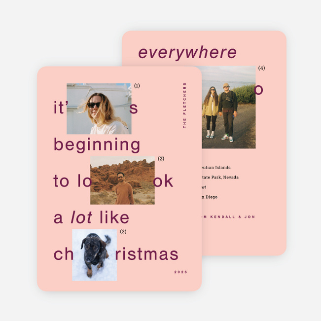Interface Icons Christmas Cards - Pink