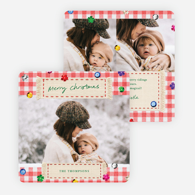 Stitched Scrapbook Christmas Cards - Red