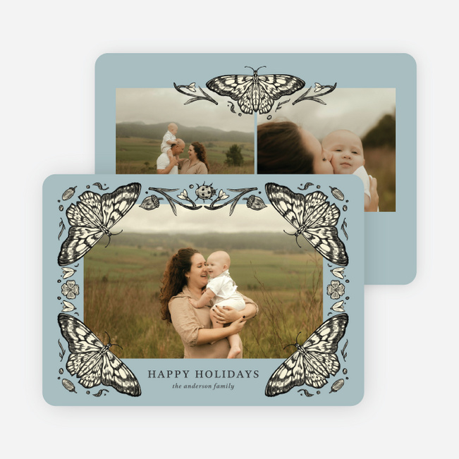 Whimsy Frame Holiday Cards and Invitations - Blue