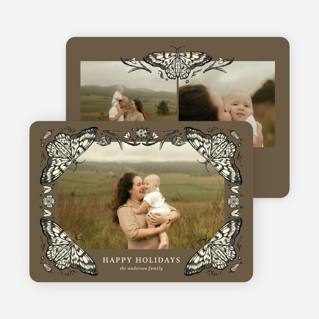 Whimsy Frame Holiday Cards and Invitations - Brown