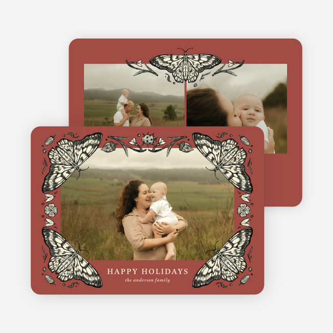 Whimsy Frame Holiday Cards and Invitations - Red