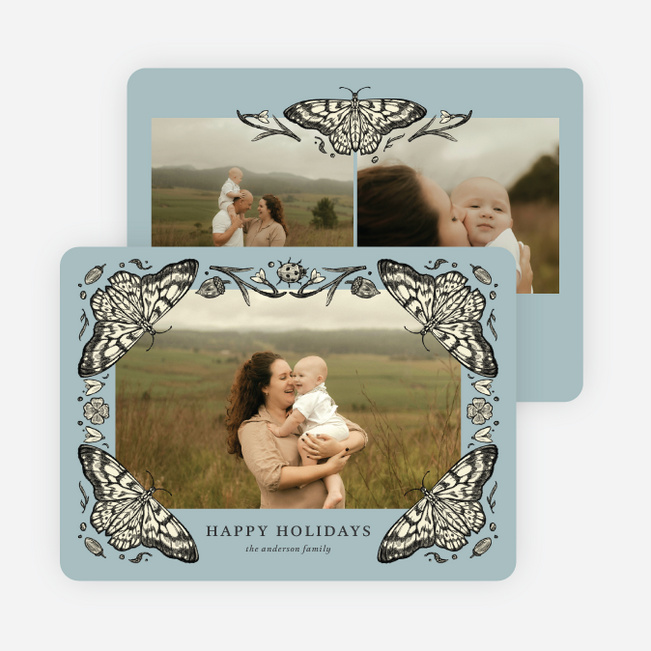 Whimsy Frame Holiday Cards and Invitations - Blue