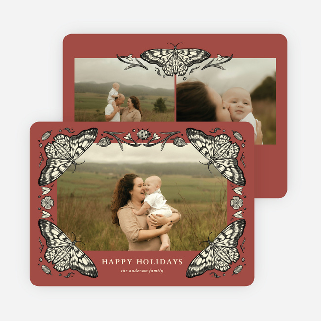Whimsy Frame Holiday Cards and Invitations - Red