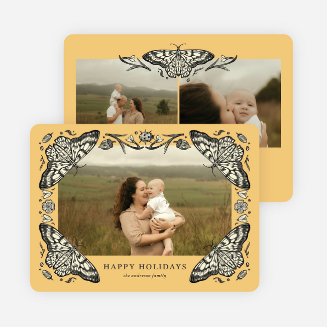 Whimsy Frame Holiday Cards and Invitations - Yellow