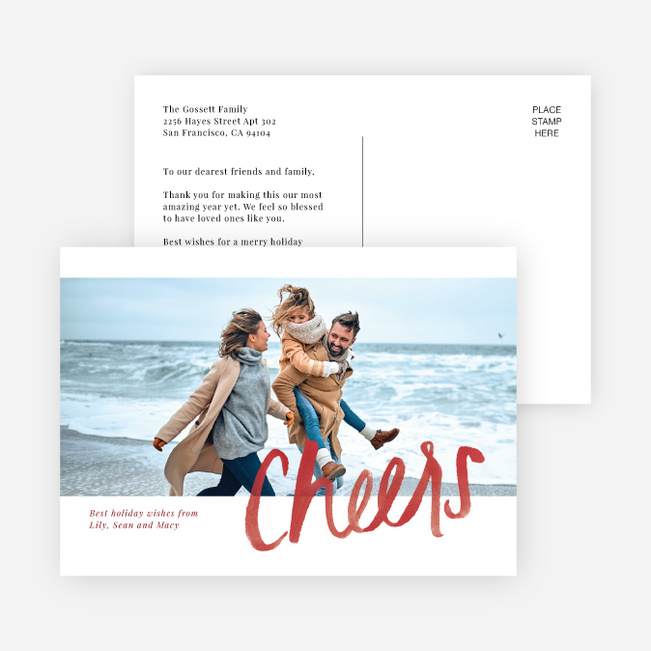 Simple Script Holiday Cards and Invitations - Red