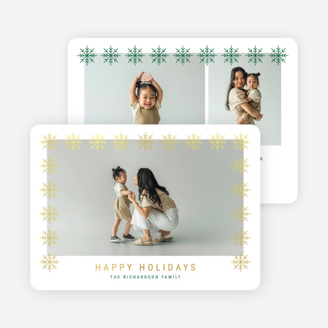 Snowflake Pattern Holiday Cards and Invitations - Yellow