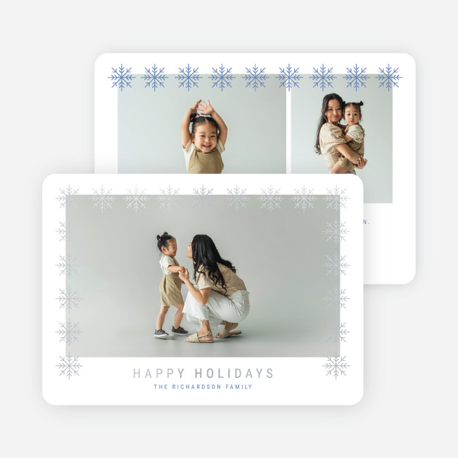 Snowflake Pattern Holiday Cards and Invitations - Gray